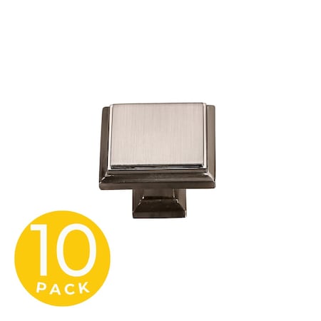 Sapphire Accent Series 1-1/4 in. Modern Satin Nickel Square Cabinet Hardware Knob 10-Pack SP-1071-K-SN-10